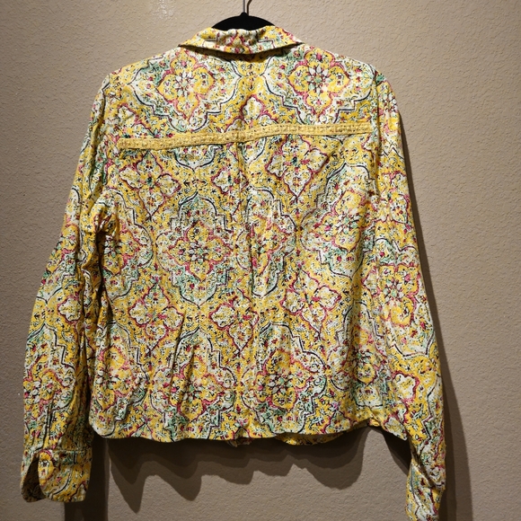 Pilcro Pintuck Peasant Blouse Patterned Size Medium - Picture 5 of 7
